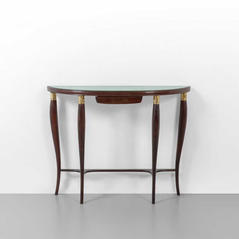 UNA CONSOLE, anni '40.  Legno di mogano, (1 of 2)