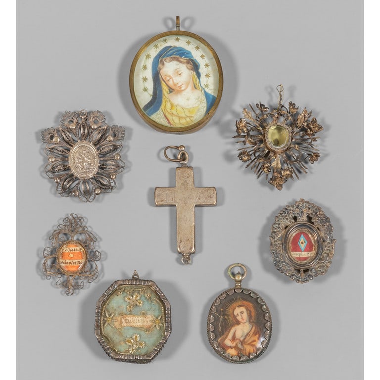 Sette reliquari in argento ed uno in bronzo con (1 of 1)