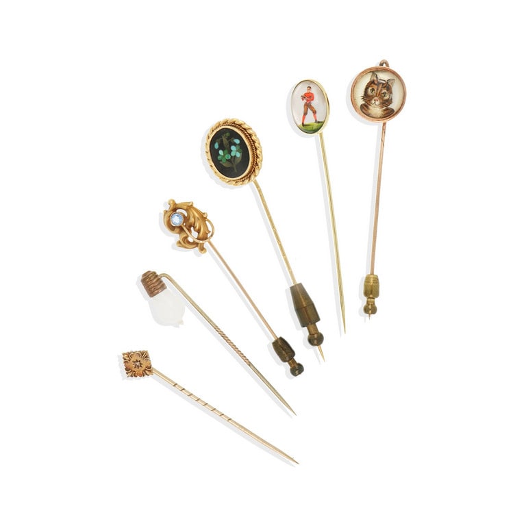 Lotto composto da 6 spillini in oro da