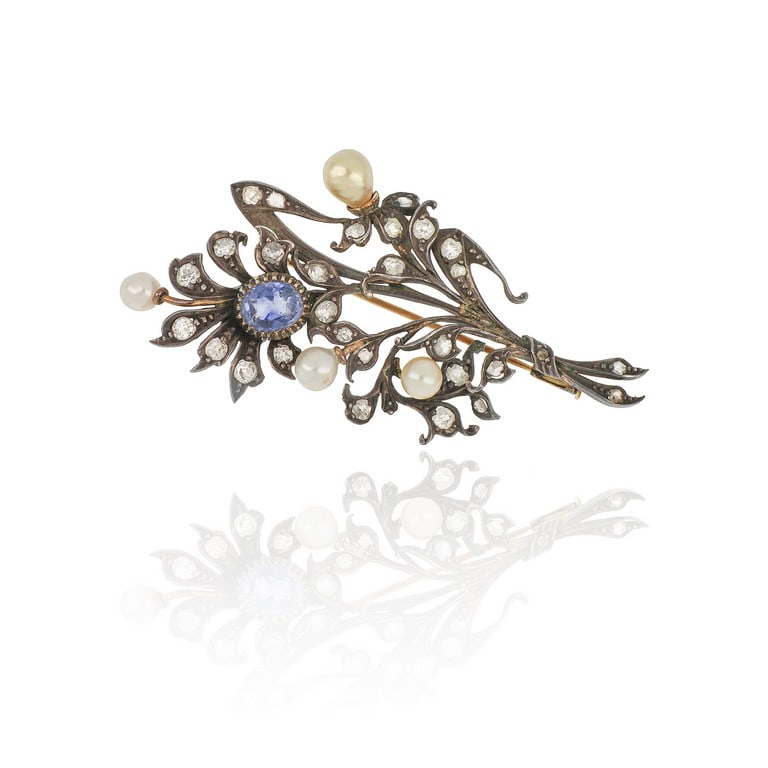 Spilla tardo ottocentesca a tralcio floreale in (1 of 1)