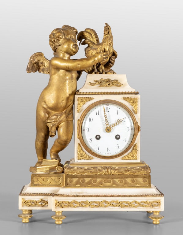 Orologio Napoleone III in bronzo dorato e marmo (1 of 1)