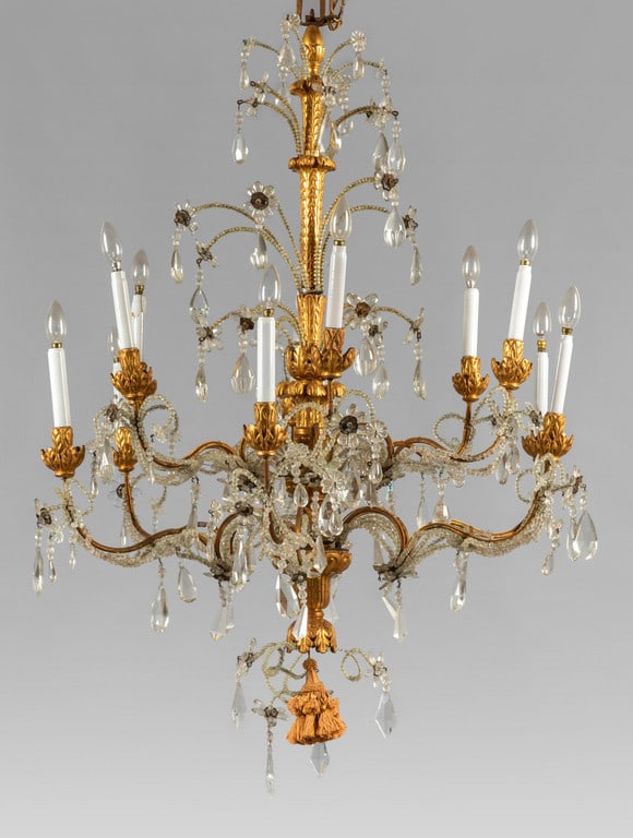 Lampadario Luigi XVI a dodici luci, fusto in (1 of 1)