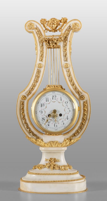 Orologio Napoleone III a lira in marmo e bronzo (1 of 2)