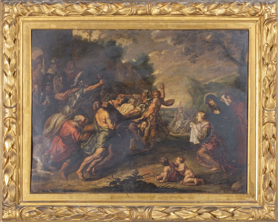 Scuola fiamminga sec.XVII "Scena religiosa" olio (1 of 2)