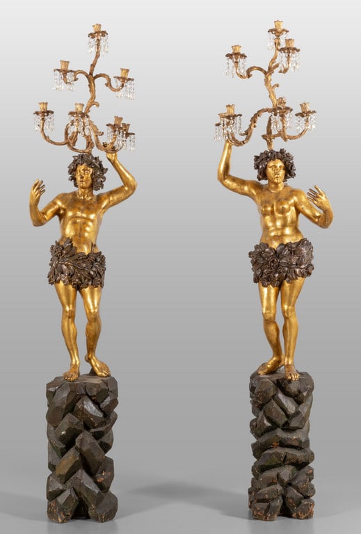 Coppia di sculture in legno intagliato e dorato (1 of 1)