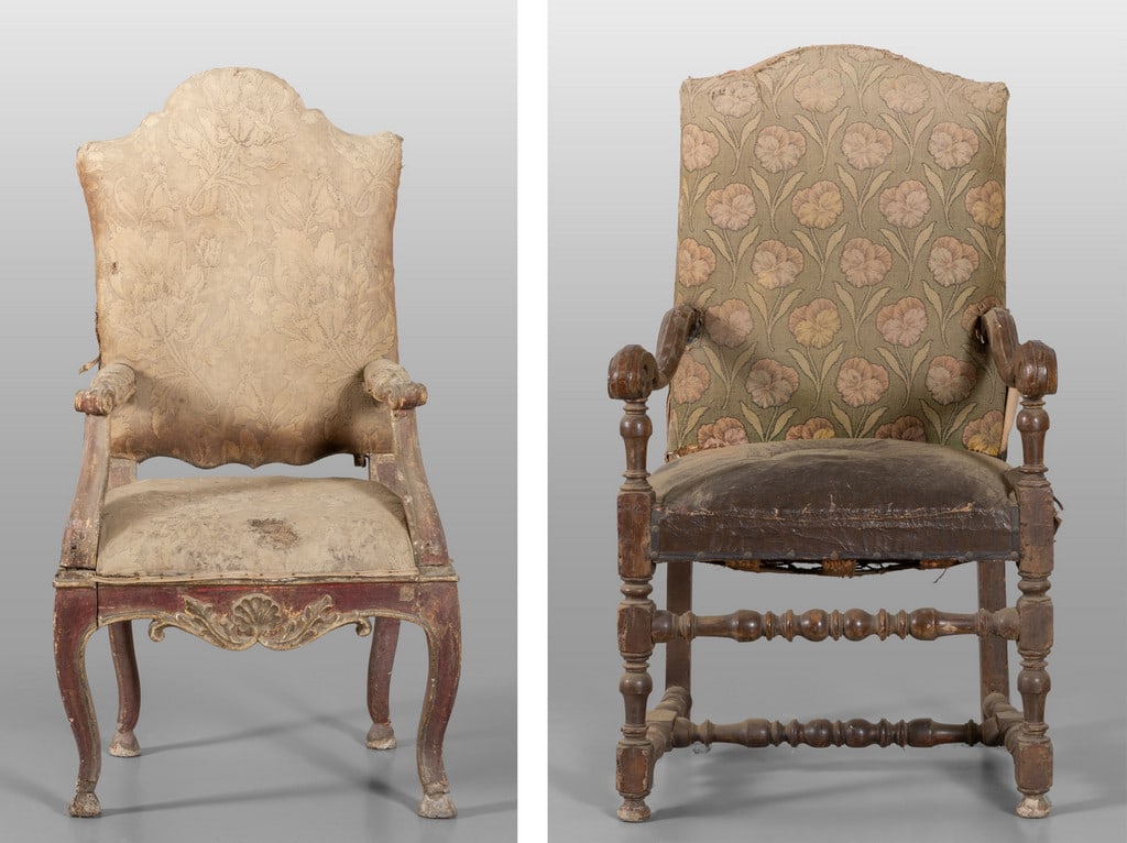 Due poltrone con braccioli in noce, sec.XVIII (1 of 6)