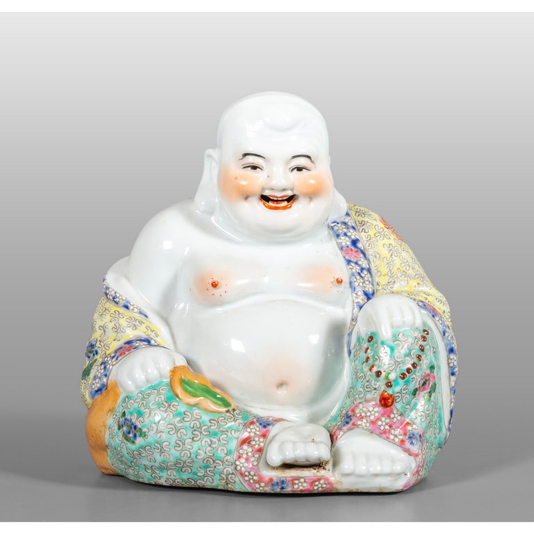 Buddha in porcellana policroma, Cina inizi (1 of 2)