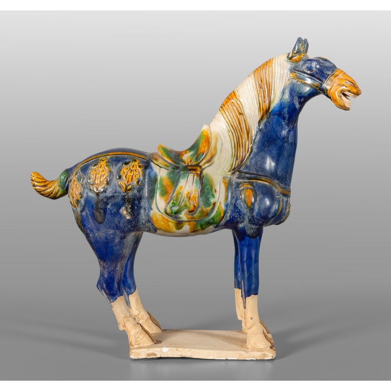 Cavallo in ceramica policroma invetriata, Cina (1 of 2)