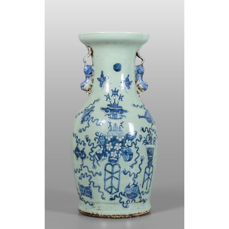 Vaso in porcellana a decorazione bianca e blu con (1 of 1)