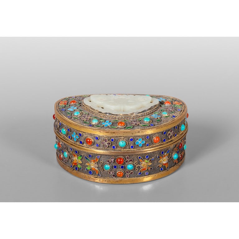 Scatoletta in rame dorato ed argentato, (1 of 2)