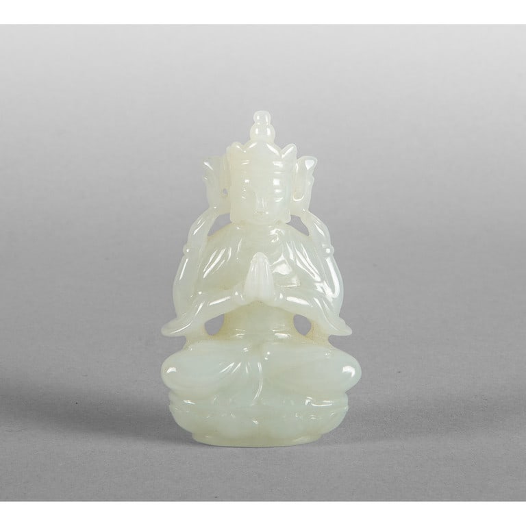 Dignitario seduto, scultura in giada bianca, Cina (1 of 1)