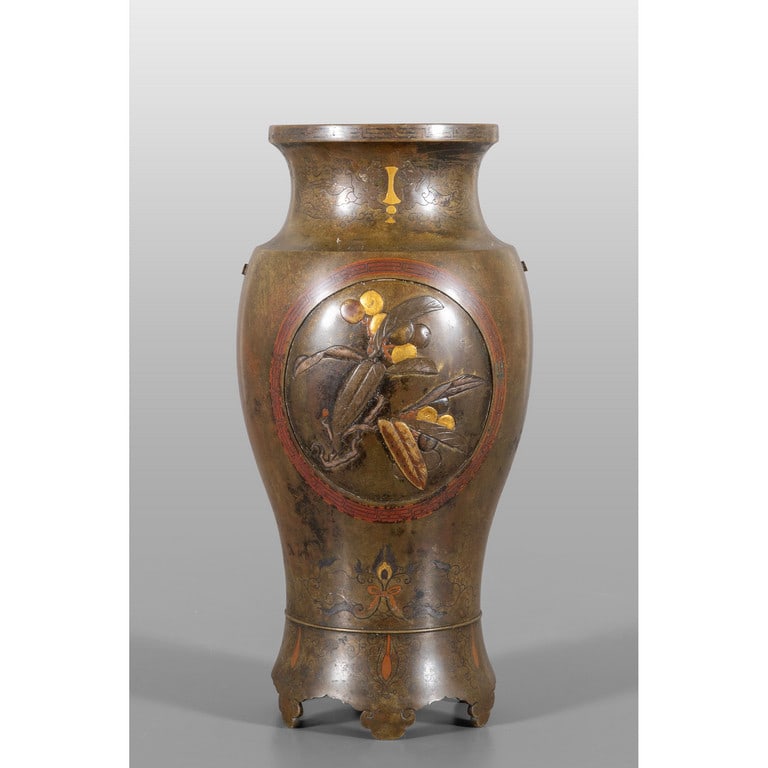 Vaso in bronzo brunito, Giappone fine (1 of 1)