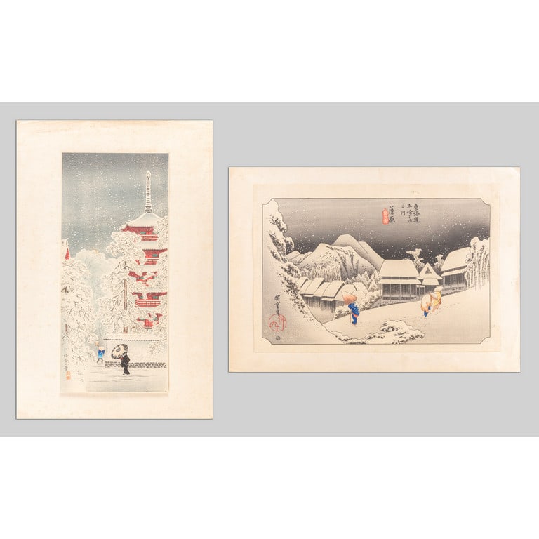 Due stampe raffiguranti l'inverno, Giappone (1 of 3)