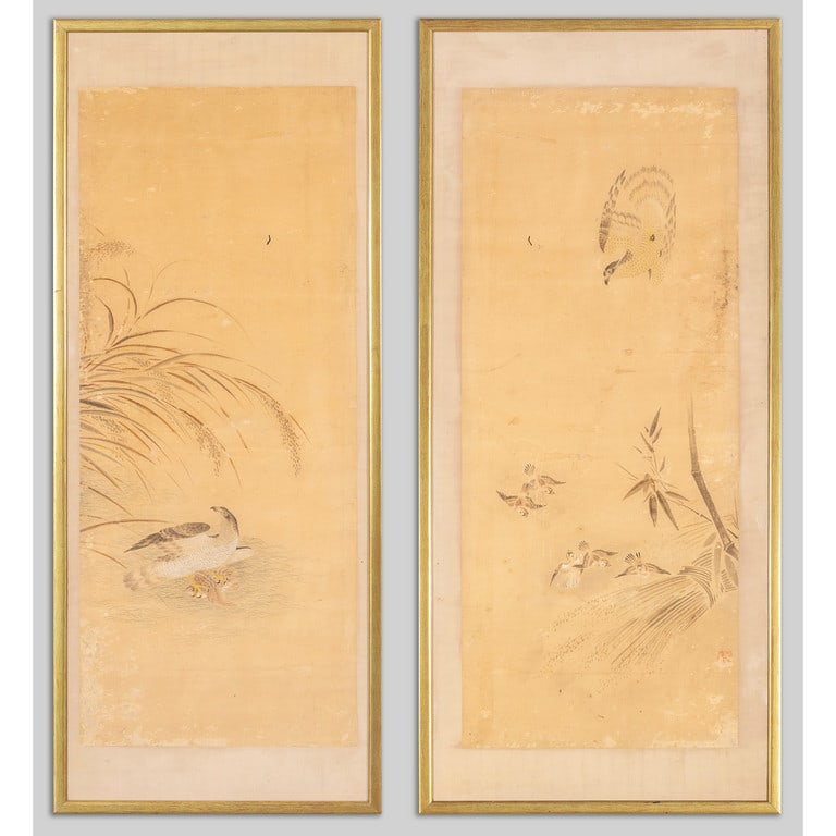 Due pannelli su carta dipinta raffiguranti (1 of 3)