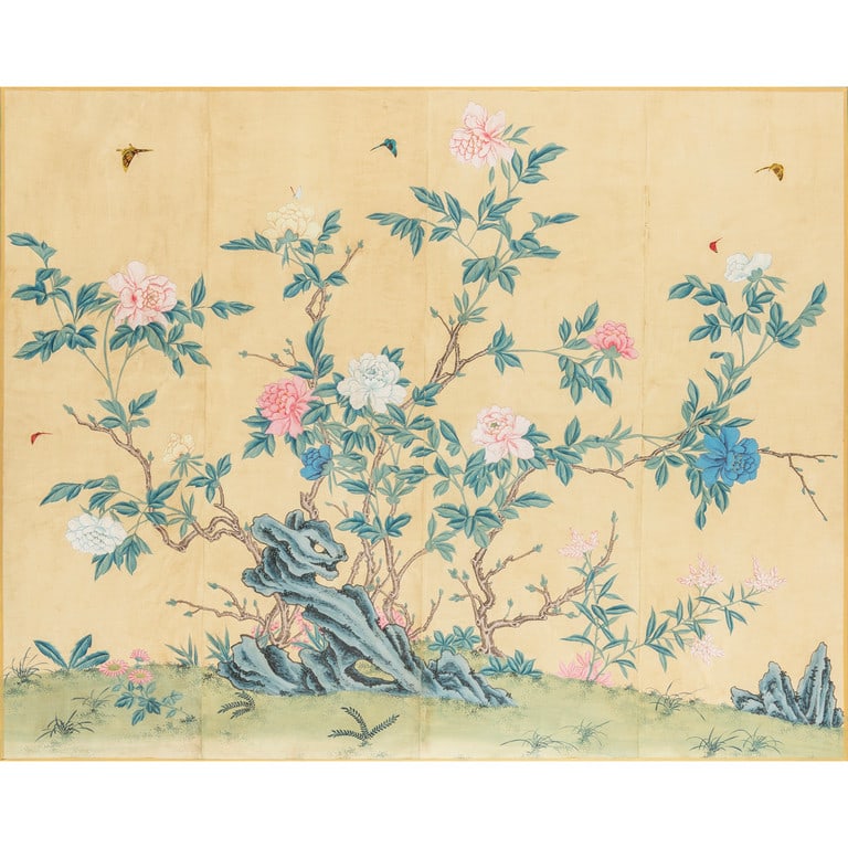 Pannello su carta decorato con fiori e uccelli, (1 of 2)