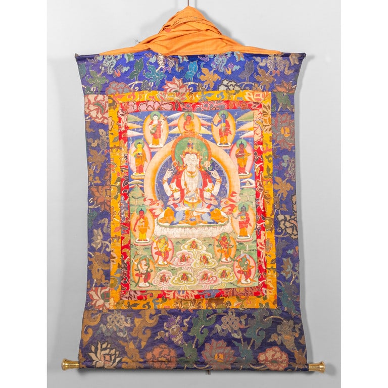 Tara con le divinità, tanka con finali in bronzo, (1 of 2)