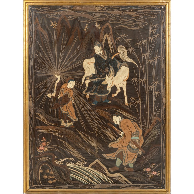 Pannello in seta ricamata, Cina (1 of 1)