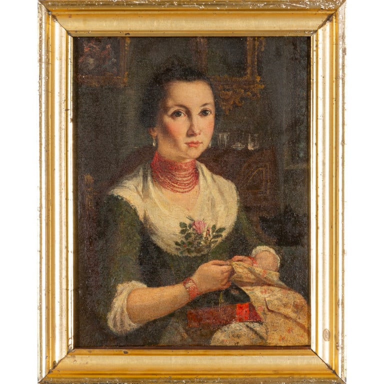 Scuola lombarda sec.XVIII "Ritratto di dama con (1 of 2)