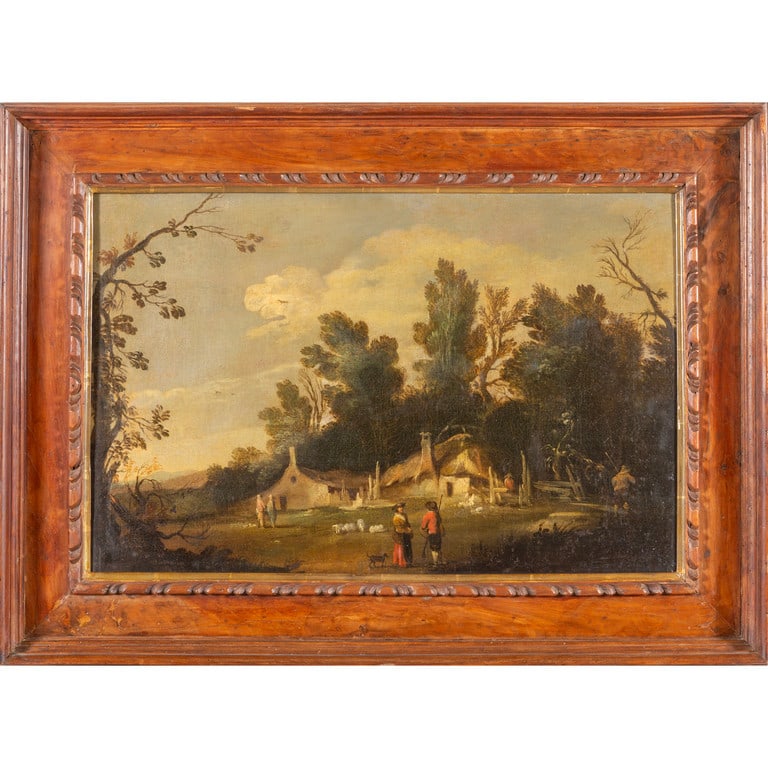 Scuola fiamminga sec.XVIII "Paesaggio con figure" (1 of 2)
