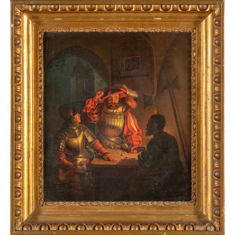 Scuola fiamminga sec.XIX "Giocatori di dadi" (1 of 2)