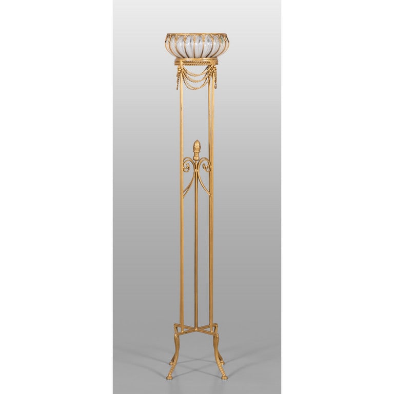 Portavaso in ferro dorato e vetro, (1 of 1)