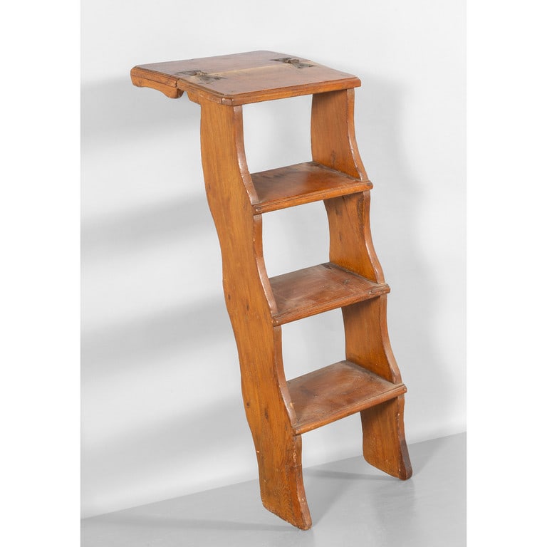 Scaletta da biblioteca in noce a tre gradini, (1 of 2)