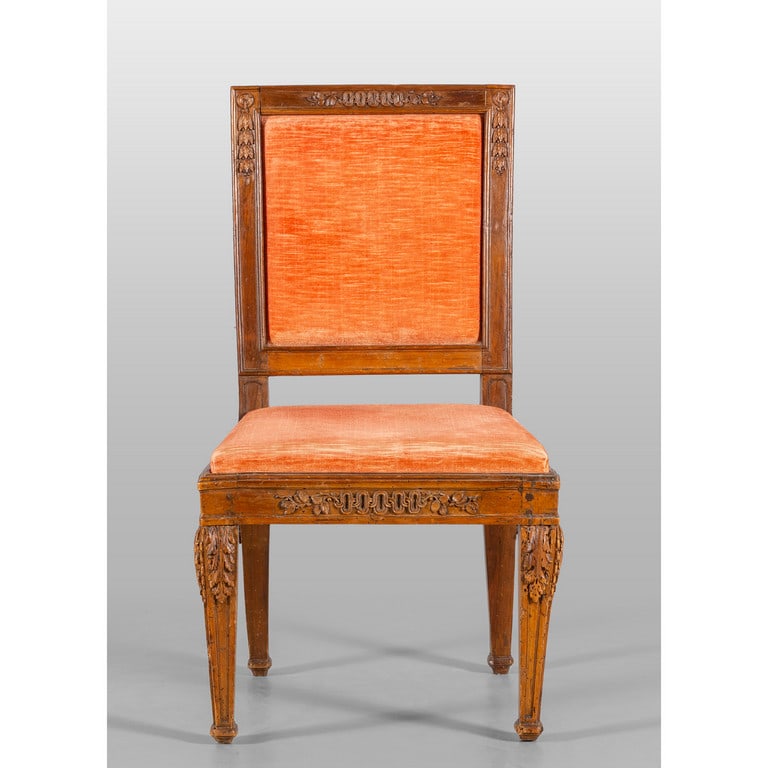 Sedia Luigi XVI in noce finemente intagliato, (1 of 2)