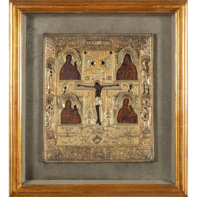 Cristo Crocefisso con ai lati Maria, icona su (1 of 1)