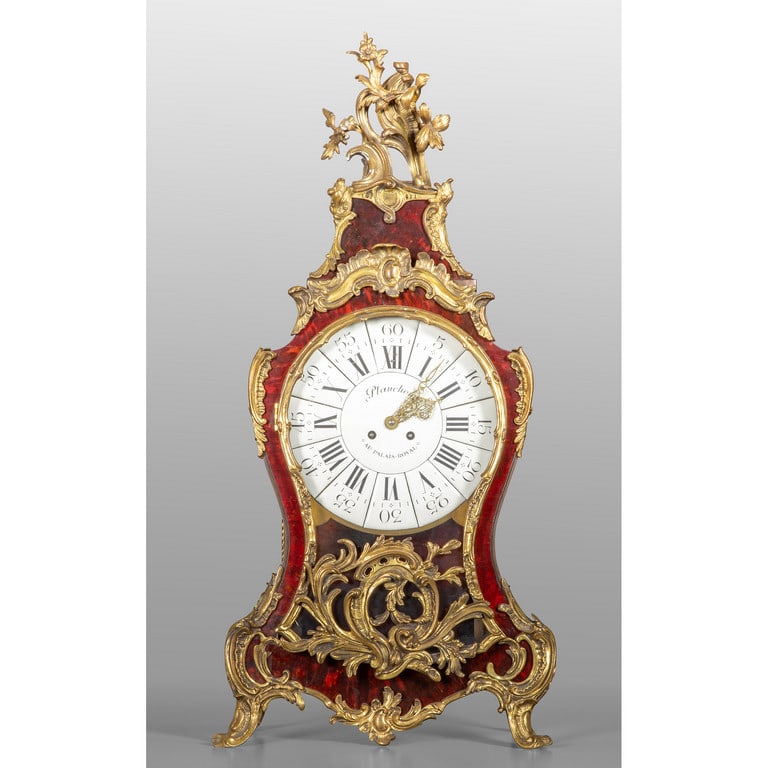 Orologio lastronato in tartaruga e bronzo,: Orologio lastronato in tartaruga e bronzo, Francia sec.XIX h.cm.78