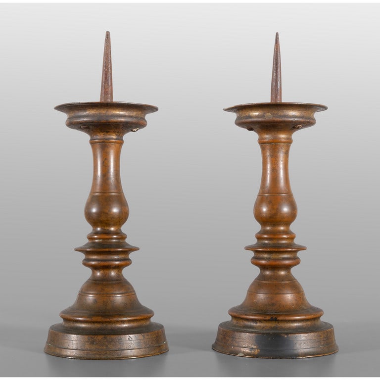 Coppia di candelieri in bronzo, (1 of 1)