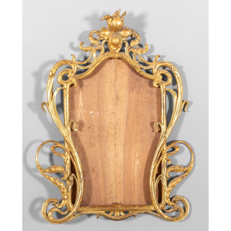 Specchiera Liberty in legno intagliato e dorato, (1 of 1)