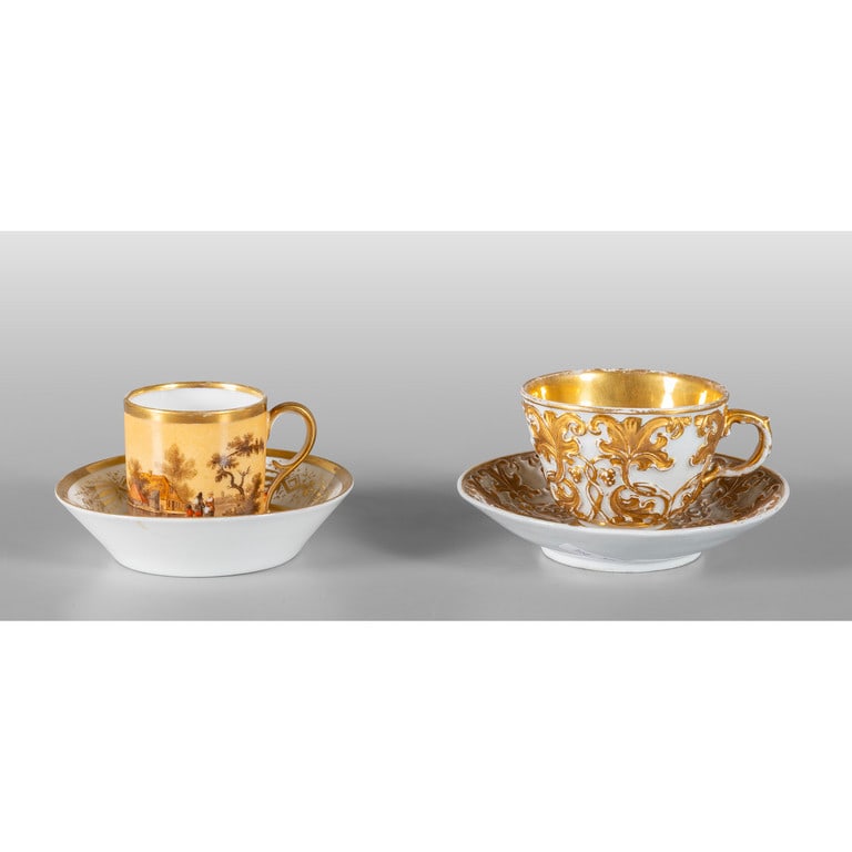Due tazzine Impero in porcellana con paesaggi e (1 of 1)