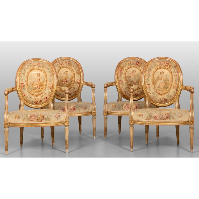 Quattro poltrone in stile Luigi XVI in legno (1 of 1)
