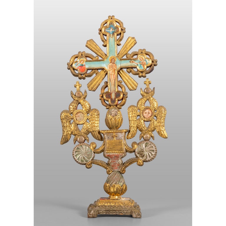 Croce dipinta in policromia ed oro con (1 of 2)