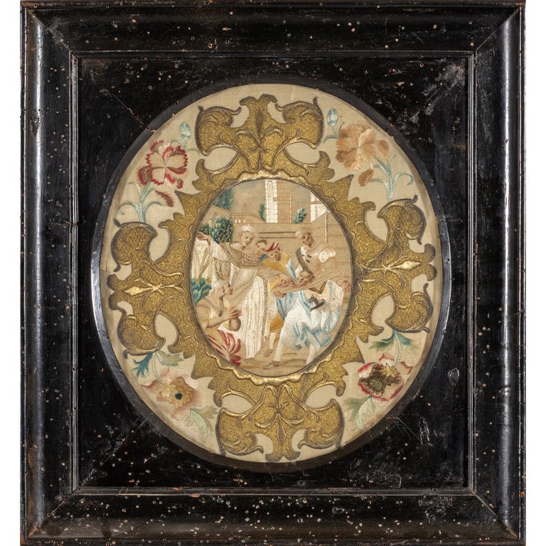 Scena Sacra, ricamo con fili policromi e fili (1 of 2)