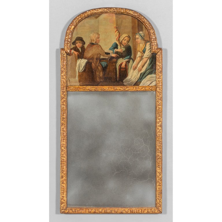 Specchiera con cimasa dipinta con scena di (1 of 2)