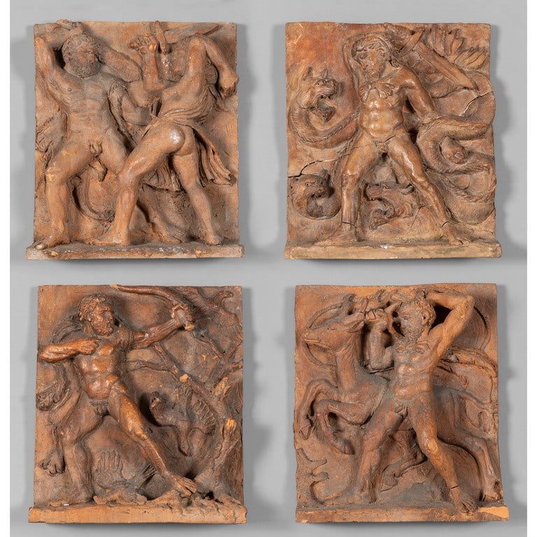 Quattro formelle in terracotta raffiguranti le (1 of 1)