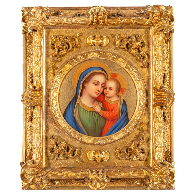 Madonna con Bambino, olio su porcellana di forma (1 of 2)