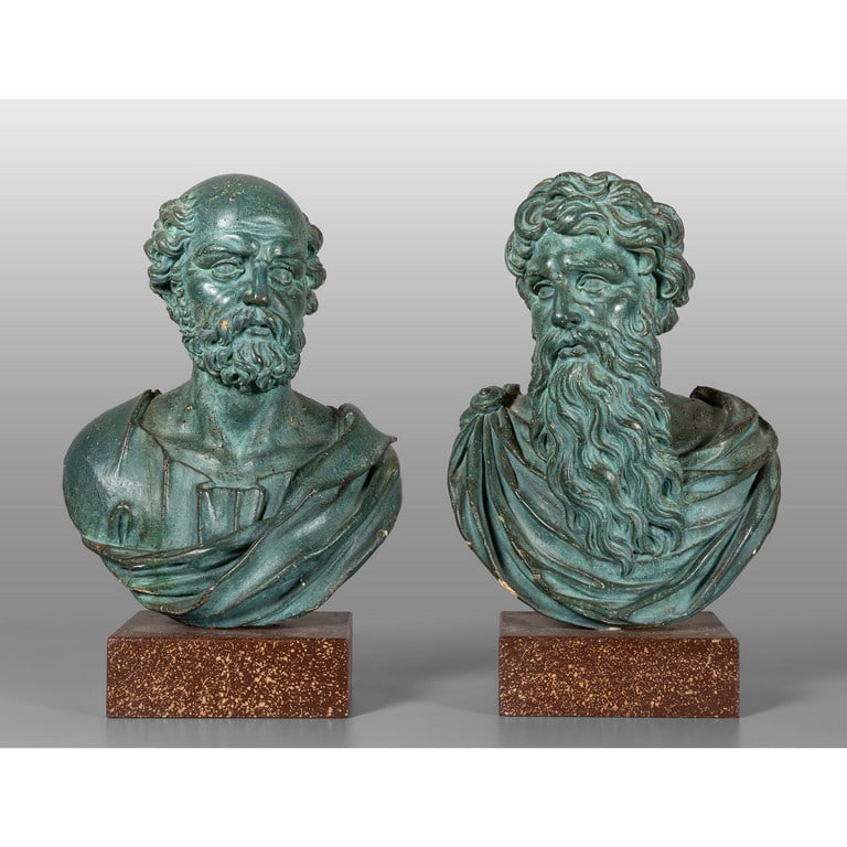 Coppia di busti raffiguranti filosofi poggianti (1 of 2)
