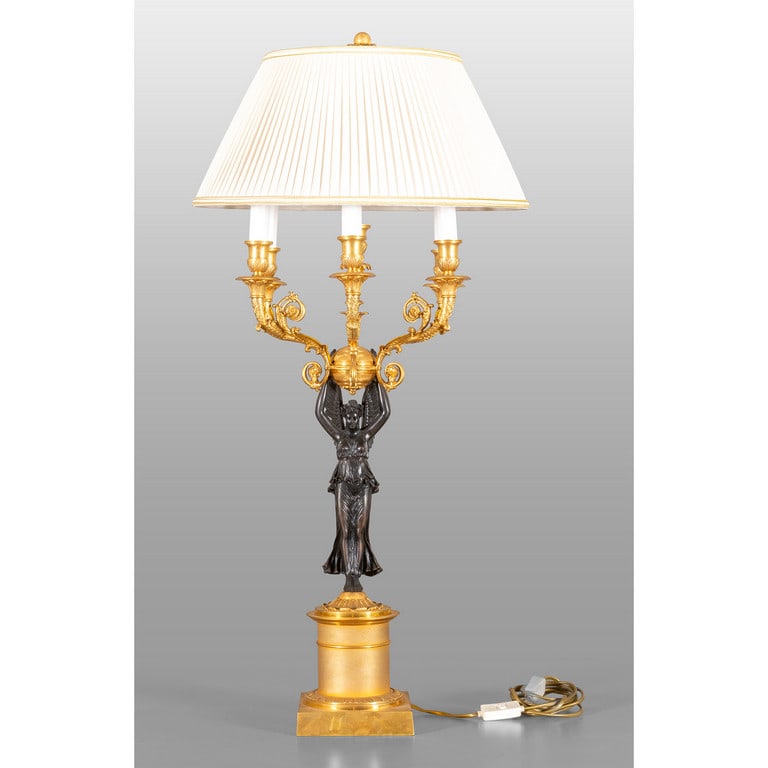 Lampada in stile Impero a sei luci in bronzo, (1 of 2)