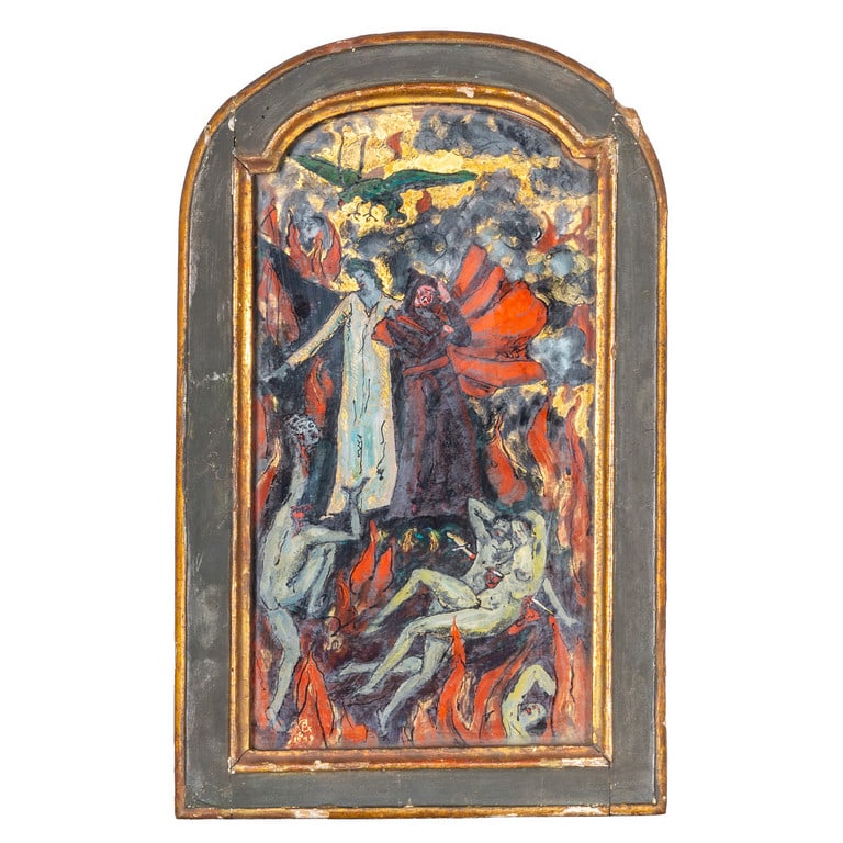 55 "Dante e Virgilio" olio su vetro, s.to e d.to (1 of 1)