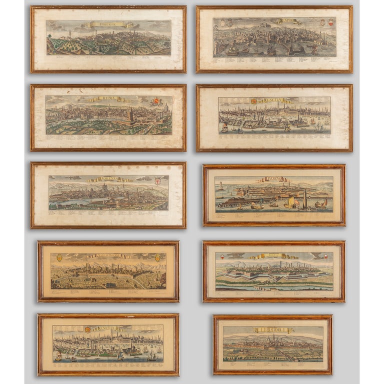 Dieci stampe colorate raffiguranti vedute di (1 of 10)