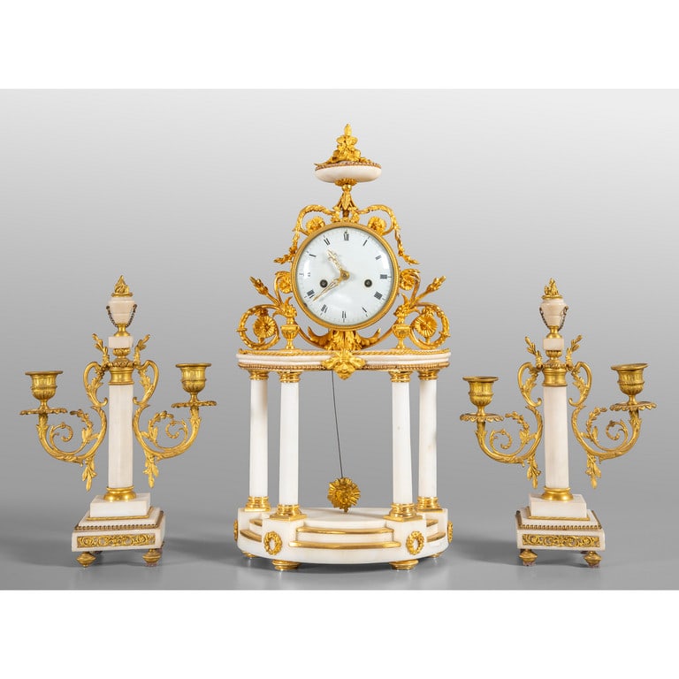 Trittico da camino Luigi XVI in marmo e bronzo (1 of 1)