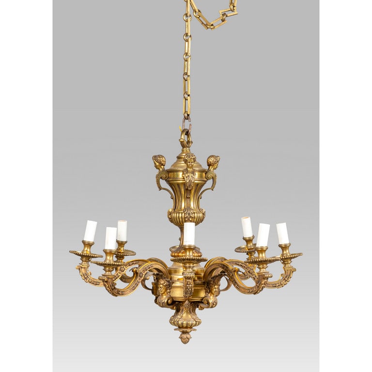 Lampadario in bronzo a otto luci in stile (1 of 1)