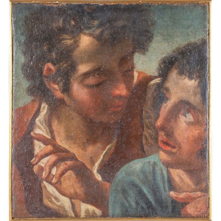Scuola veneta sec.XVII "I due amici" olio cm. (1 of 2)