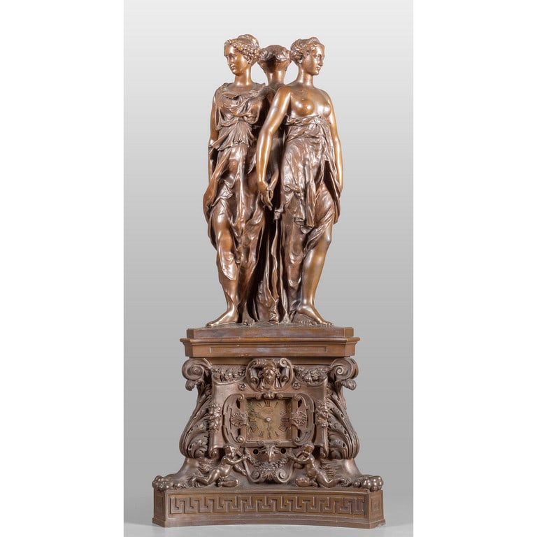 Grande orologio in bronzo, base a capitello con (1 of 5)