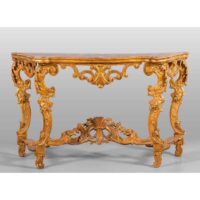 Console Luigi XV in legno scolpito e dorato, (1 of 3)