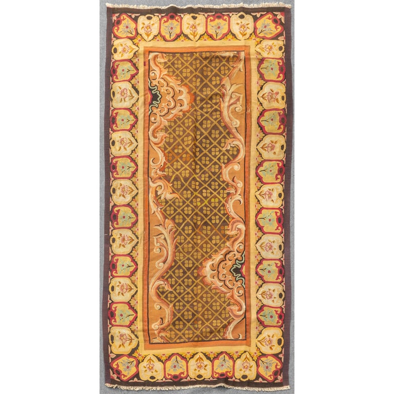 Tappeto Aubusson, fine sec.XVIII cm. 145x293: Tappeto Aubusson, fine sec.XVIII cm. 145x293