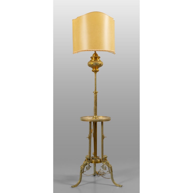 Lampada da terra in bronzo e rame dorato, (1 of 1)
