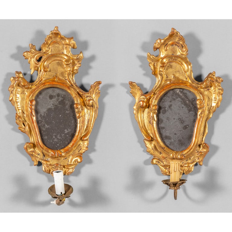 Coppia di apliques Luigi XIV in legno intagliato (1 of 1)